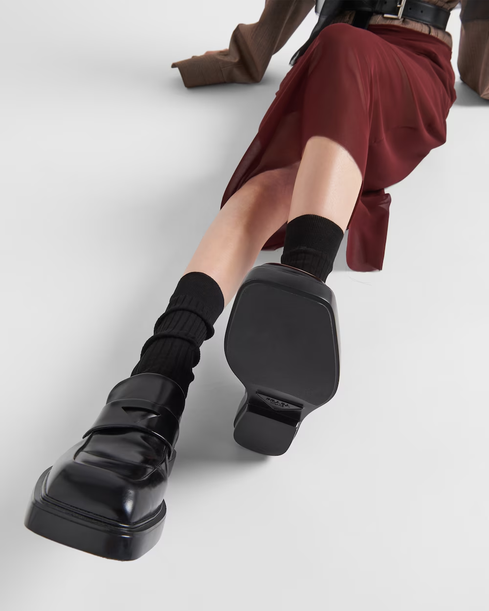 Brushed leather loafers